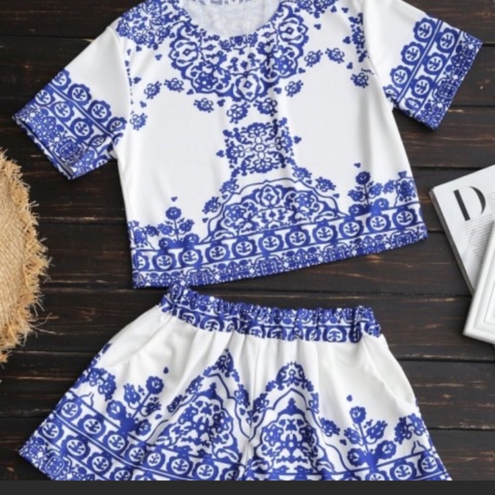 Cute Blue and White 2 Piece